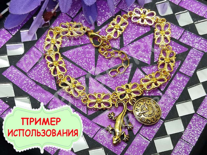 066 Коннектор Цветочек прямоугольный 16*8*3,5мм античная бронза (литьё)