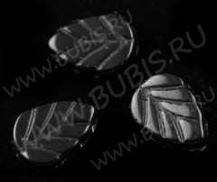 (СКИДКИ!!!) Бусина Листик 01 11*8*3,5мм чёрный непрозрачный (стекло) (10шт.)