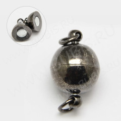 Магнитный замочек №33 Шар с колечками 14*8*8мм и 4мм чёрный никель (Brass)