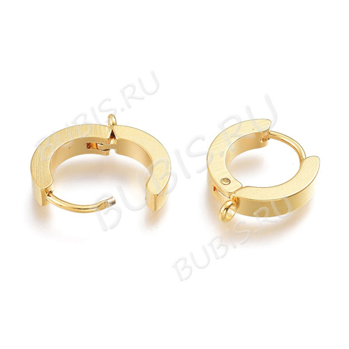 Швензы-кольца №16-G Конго с петелькой 15*14*3мм золотистые (Хирургическая сталь) (1 пара)