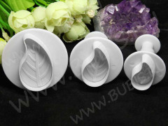 Плунжер 04 Листики изогнутые набор 4,5*2,5см, 3,5*2см и 2,5*1,5см белый (пластик) (инструменты для моделирования) (3шт.)