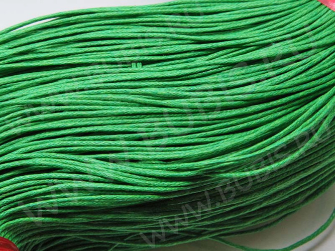 (СКИДКИ!!!) Вощёный х/б шнур 1мм зелёный (ок. 70м)