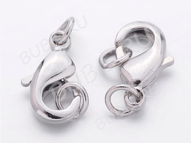 Замочек карабин №021 с колечками 12*7*2,8мм цвет платины (Brass)