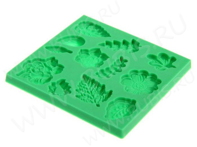 Молд 005 Листики 8*8*0,55см зеленый (силикон) (инструменты для моделирования)