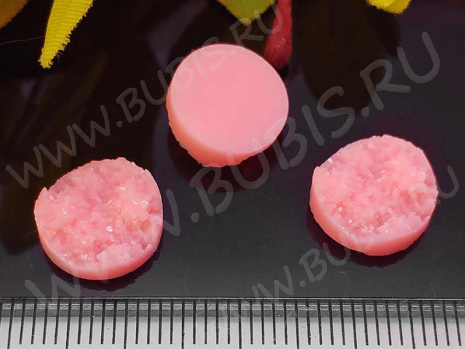 Кабошон декоративный 19 Круг с кристаллами 12*12*4,5мм розово-лососевый НЕпрозрачный (резин)