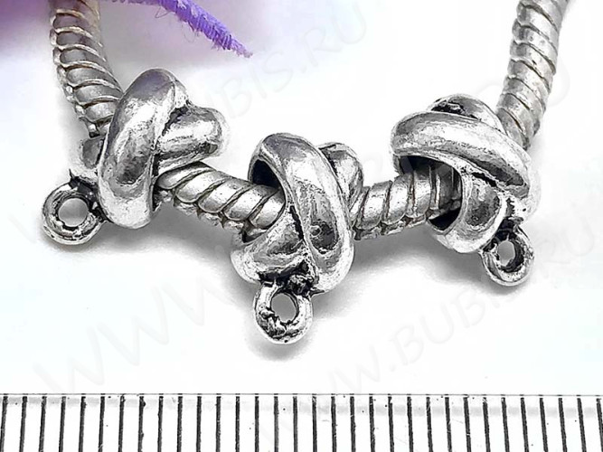 Бусина с петлёй 077 Бейл Узел 11*8,5*6мм античное серебро (литьё)