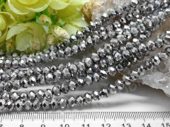 (ОПТ) Бусина Абакус гранёный 6*6*4,5мм Хрусталь т.серебристый непрозрачный (имитация Сваровски) (100шт.)