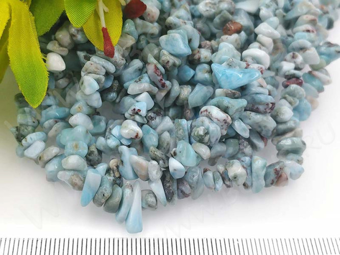 Крошка (галтовка) каменная 172 5-9мм Ларимар натуральный (камни LUX) (нить 40см)