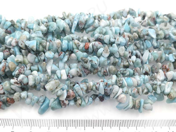 Крошка (галтовка) каменная 172 5-9мм Ларимар натуральный (камни LUX) (нить 40см)