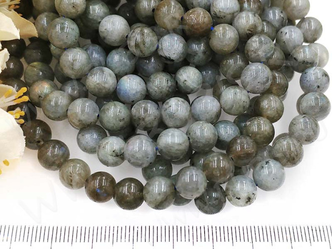 (ОПТ) Бусина округлая 8мм Лабрадорит натуральный (камни) (НИТЬ)