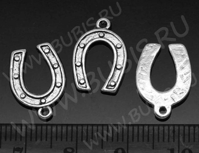 Подвеска Подкова 04 15,5*11,3*1,5мм античное серебро (литьё)