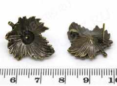 Пуссеты (&quot;гвоздики&quot;) №072 листик 22,5*19,5*14мм античная бронза (литьё) (1 пара)