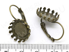 Швензы с французским замком №18 с ажурным сеттингом 14мм 25*15*14мм античная бронза (Brass) (1 пара)