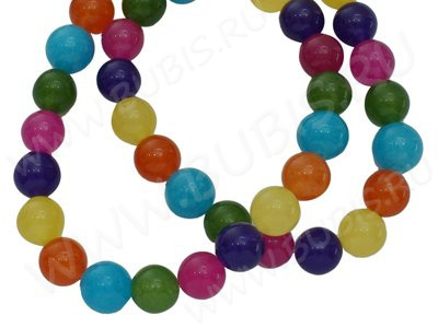 (ОПТ) Бусина округлая 10мм Жадеит МИКС (камни) (НИТЬ)