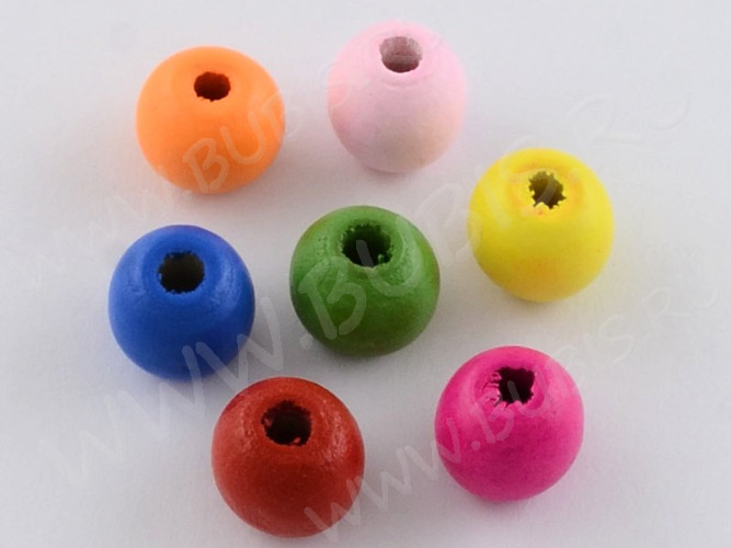 (СКИДКИ!!!) Бусина Округлая 11*12мм МИКС яких цветов (дерево) (30шт.)