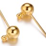 Купить Пуссеты ("гвоздики") №055-G с шариком 5мм и петлёй 16*7*0,7мм золотистые (Brass) (1 пара) с доставкой по России