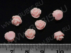 Кабошон декоративный 13 Розочка 7,5*6,5*5,5мм розовая непрозрачная (резин)