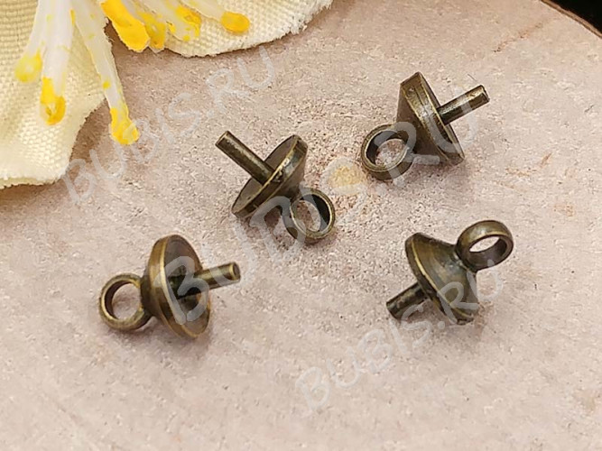 Держатель кулона 073 шапочка со штырьком 7*5*5мм античная бронза (Brass) (10шт)