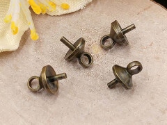 Держатель кулона 073 шапочка со штырьком 7*5*5мм античная бронза (Brass) (10шт)