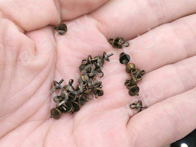 Держатель кулона 073 шапочка со штырьком 7*5*5мм античная бронза (Brass) (10шт)