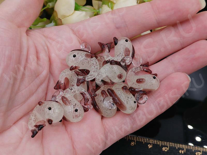 Подвеска Дельфинчик 01 3D светонакопительный 25*21*9,5мм лиловый прозрачный (Lampwork)