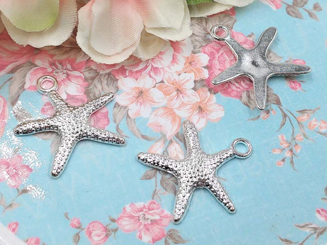 (СКИДКИ!!!) Подвеска Морская звезда 01 19,3*18,8*1,9мм серебристая (литьё) (10шт.)