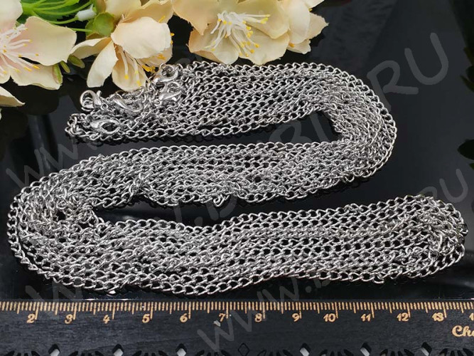 Шнур с замочком 42 Цепочка для кулона 3,5*2мм цвет платины (Iron) (80см)
