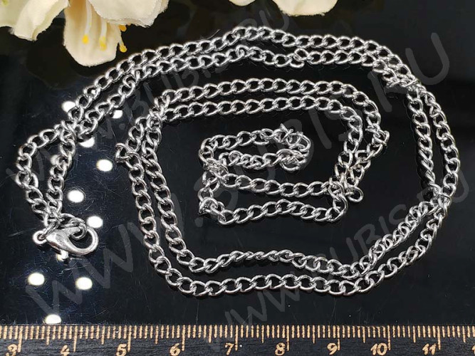 Шнур с замочком 42 Цепочка для кулона 3,5*2мм цвет платины (Iron) (80см)