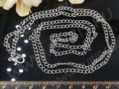 Шнур с замочком 42 Цепочка для кулона 3,5*2мм цвет платины (Iron) (80см)