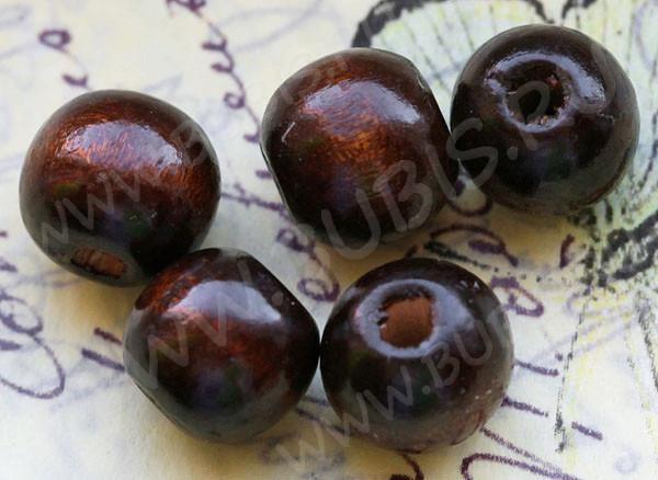 Бусина Округлая 10мм тёмно-коричневая (дерево) (20шт)