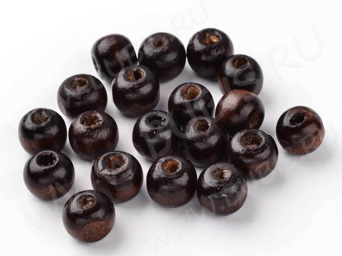 Бусина Округлая 10мм тёмно-коричневая (дерево) (20шт)
