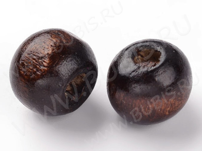 Бусина Округлая 10мм тёмно-коричневая (дерево) (20шт)