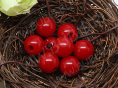 (СКИДКИ!!!) Бусина Округлая 12 Шар 10мм т.красный глянцевый непрозрачный (акрил) (10шт.)