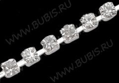 Цепочка C31 СТРАЗОВАЯ 3*3мм серебристая (Brass) (50см)