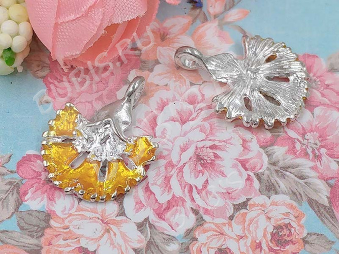 Подвеска Веер 01 20*16*2мм золотистый (цветные подвески)