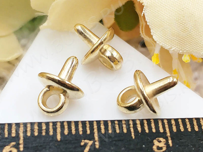 (СКИДКИ!!!) Держатель кулона 089 шапочка со штырьком "пустышка" 9,5*7*7мм светлое золото (CCB акрил) (10шт.)