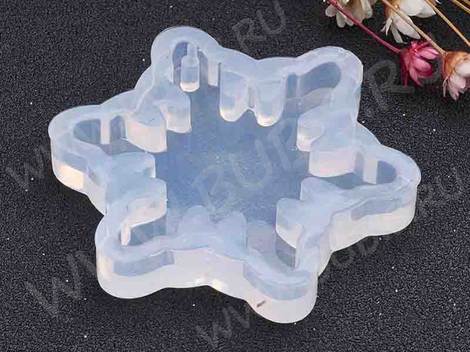 Молд 234 для эпоксидной смолы кулон подвеска Снежинка 52*52*9мм (силикон)