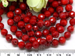 Бусина округлая ГРАНЁНАЯ 7,5мм Коралл красный натуральный (камни)