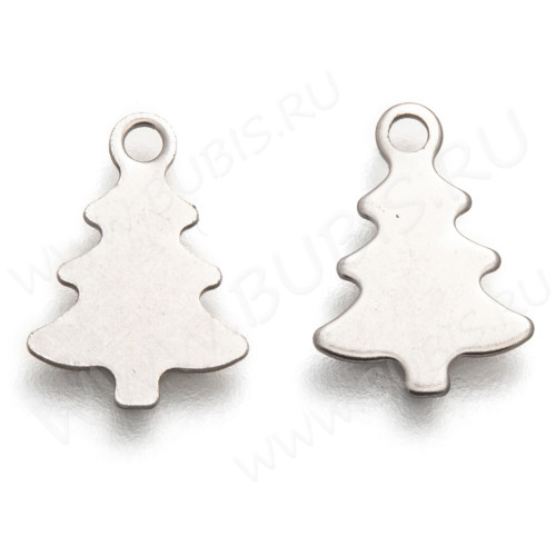 Подвеска Ёлочка 12*8*0,5мм цвет платины (Хирургическая сталь) (10шт)