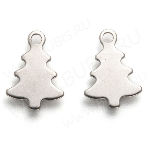 Подвеска Ёлочка 12*8*0,5мм цвет платины (Хирургическая сталь) (10шт)