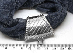 Бусина с петлёй 054 Бейл акриловый с полосками для платка 40*38*15мм античное серебро (АКРИЛ CCB)