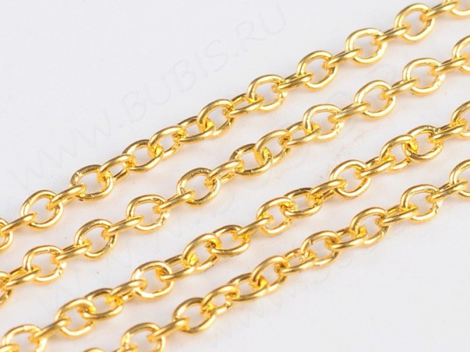Цепочка I022 с простым плетением звено 2*1,7мм золотистая (Iron) (50см)