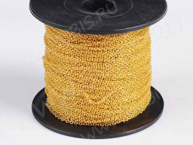 Цепочка I022 с простым плетением звено 2*1,7мм золотистая (Iron) (50см)