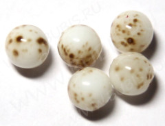 Бусина округлая мраморная 7мм бело-коричневая непрозрачная (стекло) (10шт.)