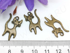Подвеска Кошка 53 двусторонняя 23*17*1,4мм античная бронза (литьё)