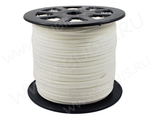 Замшевый шнур 03 плоский 3*1,5мм белый (1м)