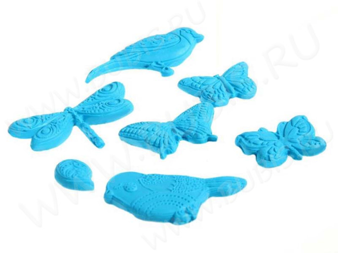 Молд 006 Бабочки и Птички 8*8*0,55см сиреневый (силикон) (инструменты для моделирования)