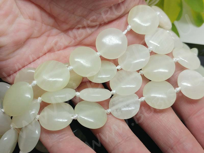 Бусина каменная Круг 29 16*16*6,5мм Мраморный Оникс светлый (камни)