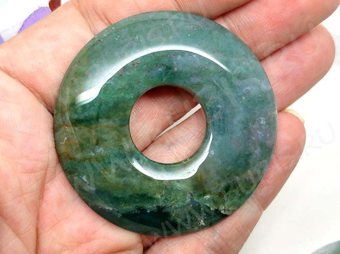 Кулон 0866 Бублик 50*50*6,5мм Агат Индийский (камни)