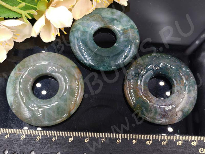 Кулон 0866 Бублик 50*50*6,5мм Агат Индийский (камни)